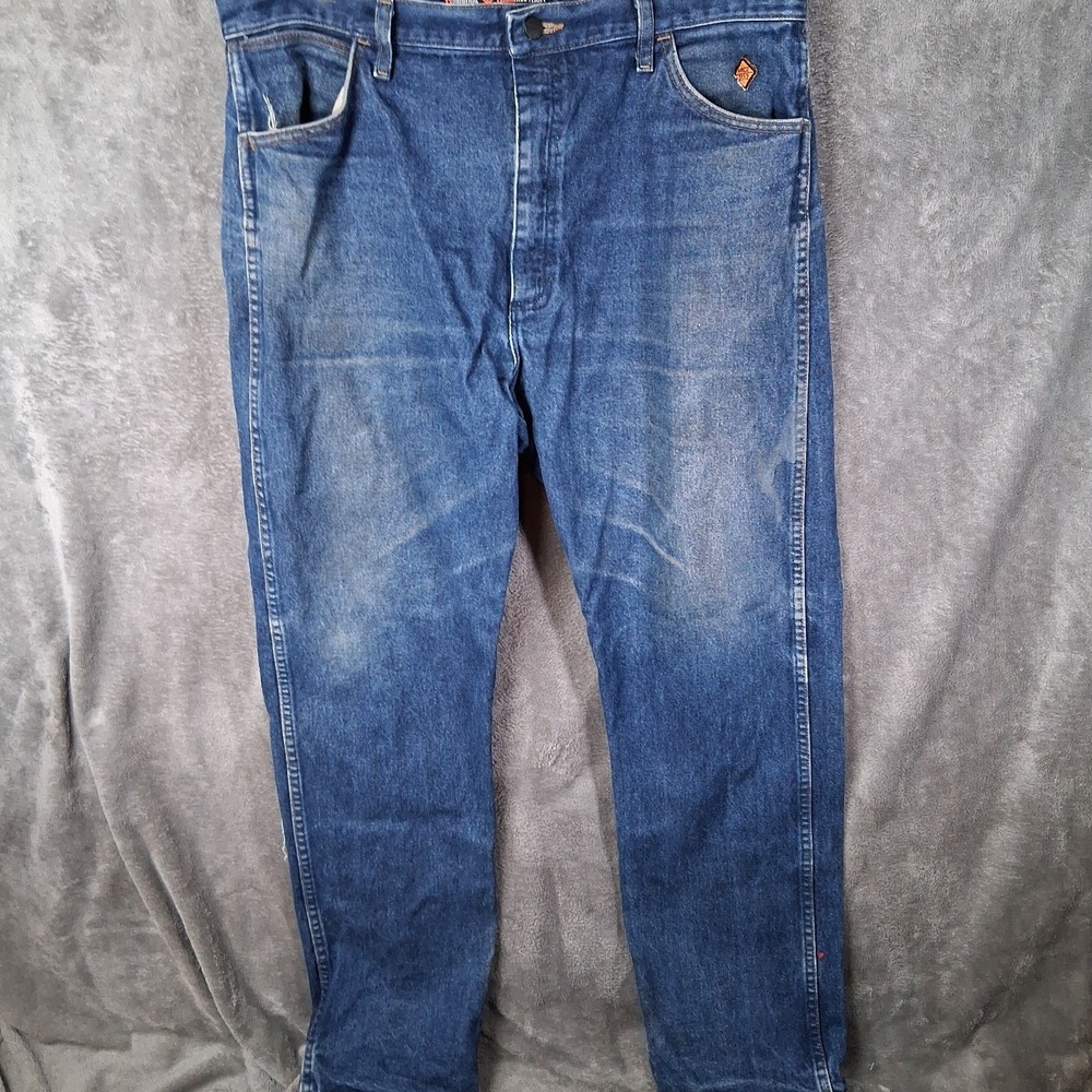 Wrangler FR Jeans Men 38x34 Blue 13 Original Fit Flame Resistant Pants FR13MWZ
